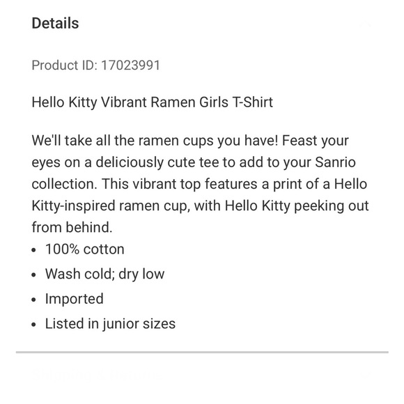 NWT hello kitty vibrant blue ramen tee - Picture 2 of 5